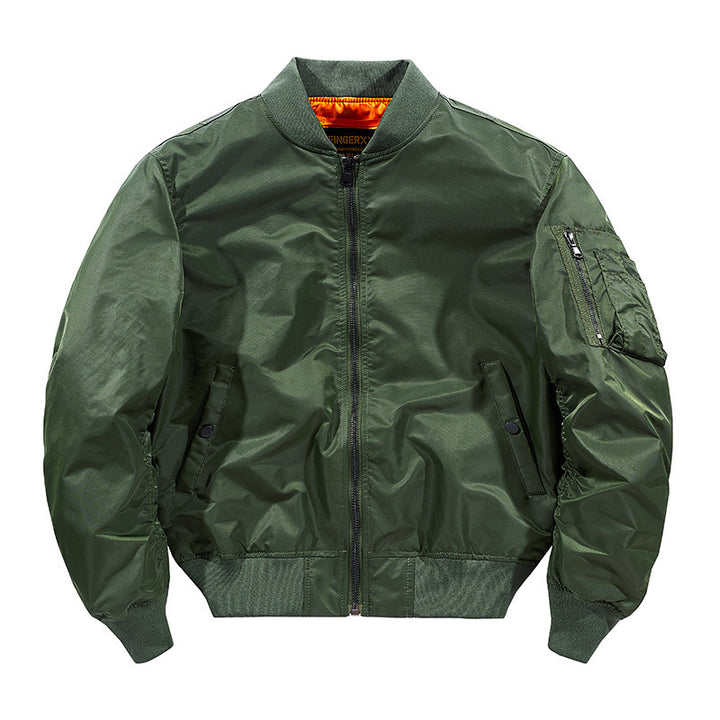 Herren Flieger-Bomberjacke aus technischem Nylon mit Rippbündchen und Ärmeltasche – Brevano
