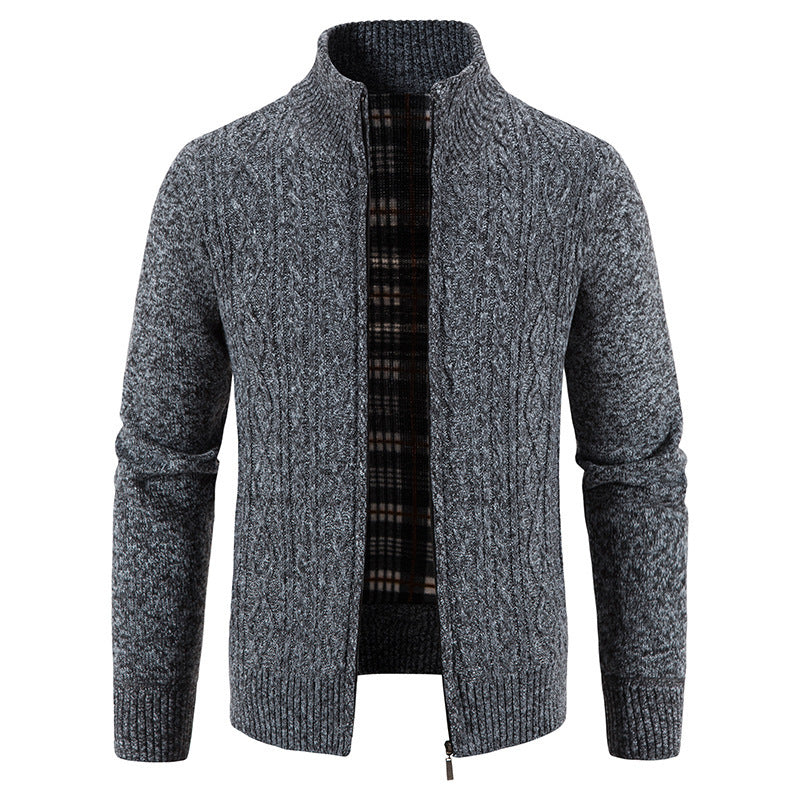 Herren Strickjacke mit hochschließendem Kragen und strukturiertem Design Echoarchiv