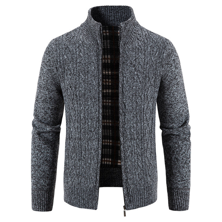 Herren Strickjacke mit hochschließendem Kragen und strukturiertem Design Echoarchiv