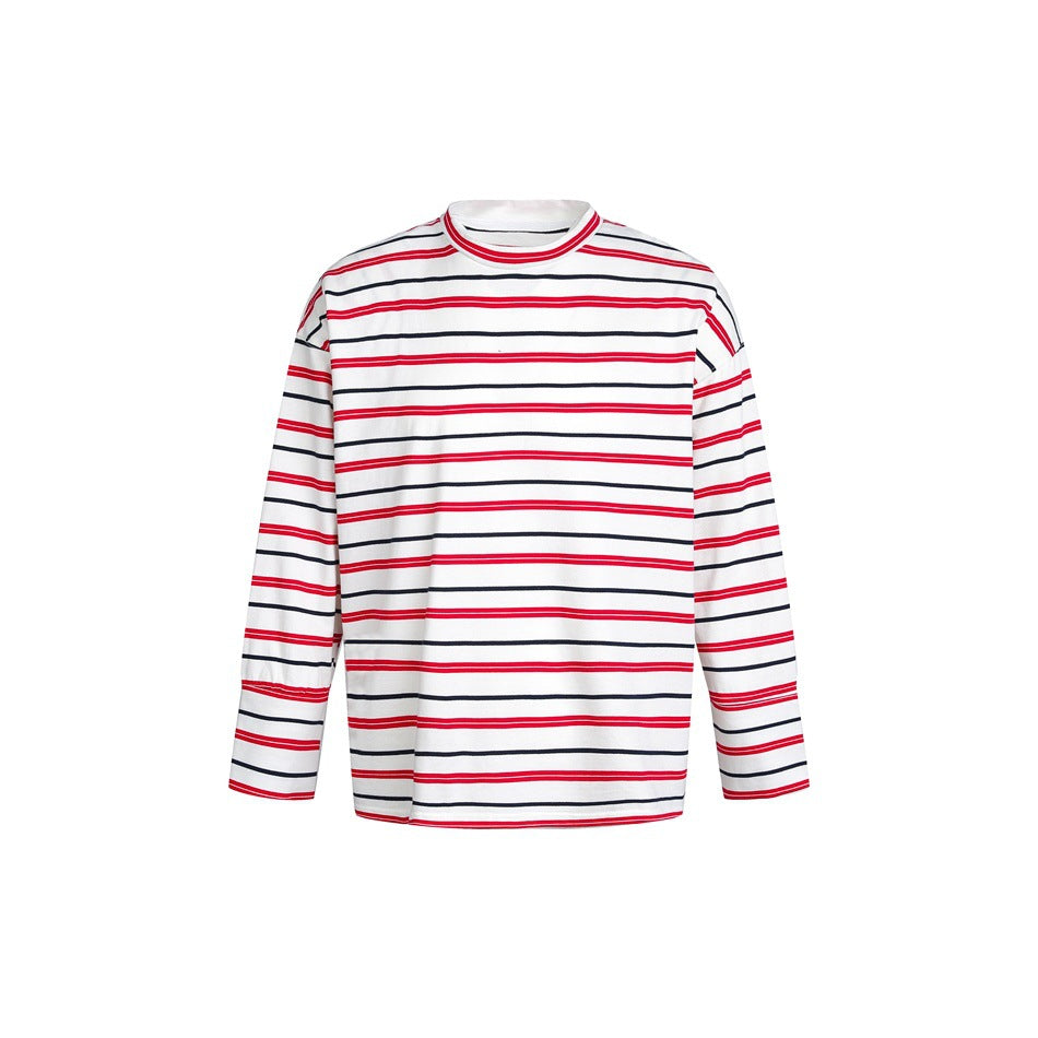 Unisex Gestreiftes Langarmshirt im maritimen Oversize‑Look mit Rippkragen Echoarchiv