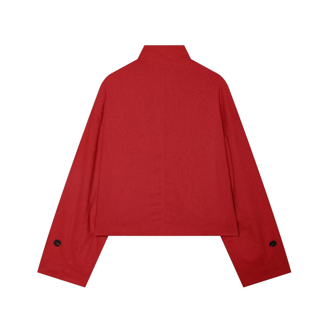 Damen Kurze Utility-Jacke im Cropped-Schnitt mit Stehkragen und Schulterriegeln Echo Archiv