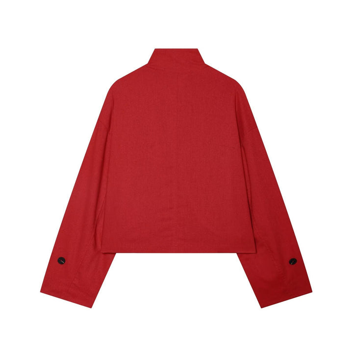 Damen Kurze Utility-Jacke im Cropped-Schnitt mit Stehkragen und Schulterriegeln Echo Archiv