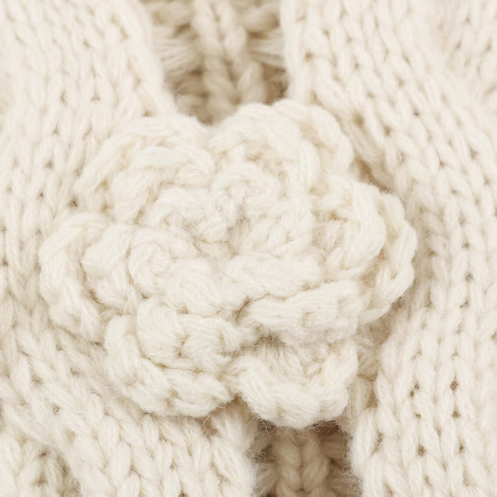 Damen Strickweste mit Zopfmuster, Blumenapplikationen und Noppenstruktur Echoarchiv