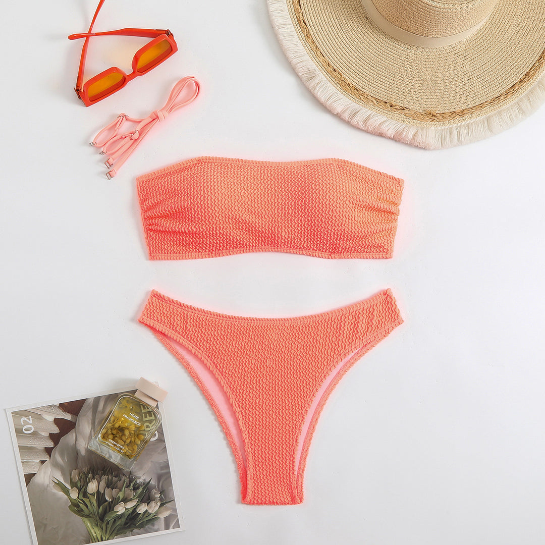 Damen Bandeau-Bikini-Set mit strukturiertem Gewebe Echo Archiv