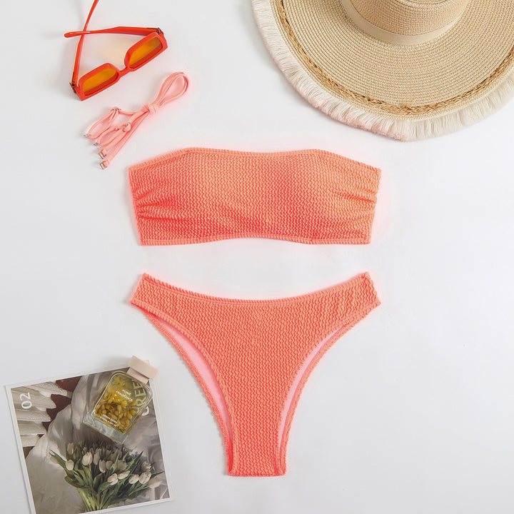 Damen Bandeau-Bikini-Set mit strukturiertem Gewebe Echo Archiv