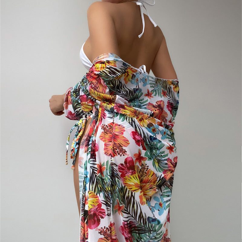 Damen Hochtaillierter Bikini mit floralem Cover-Up Echo Archiv