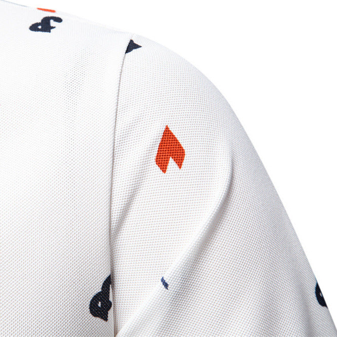 Herren nan legeres kurzärmeliges Piqué-Poloshirt mit geometrischem Allover-Print, Kentkragen und kontrastbesatz Echo Archiv