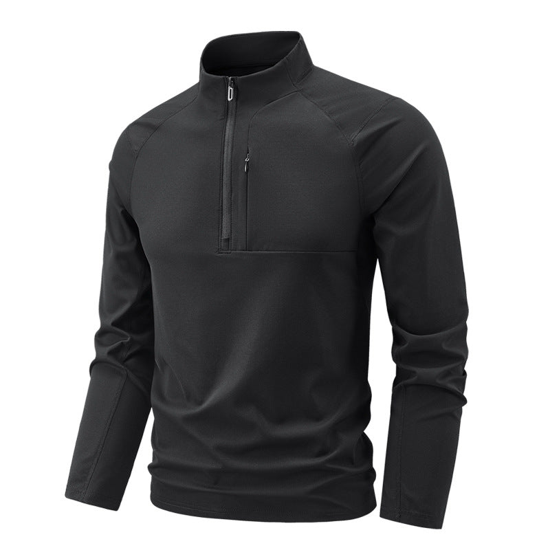 Herren Nano Technische Thermo Halb-Zip Pullover mit Stehkragen und Reißverschlusstasche auf der Brust – Cavarno