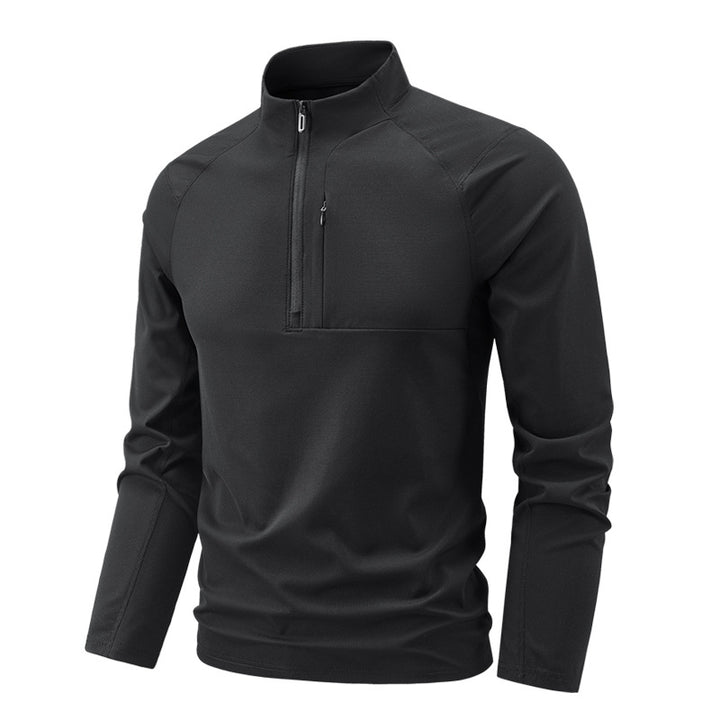 Herren Nano Technische Thermo Halb-Zip Pullover mit Stehkragen und Reißverschlusstasche auf der Brust – Cavarno