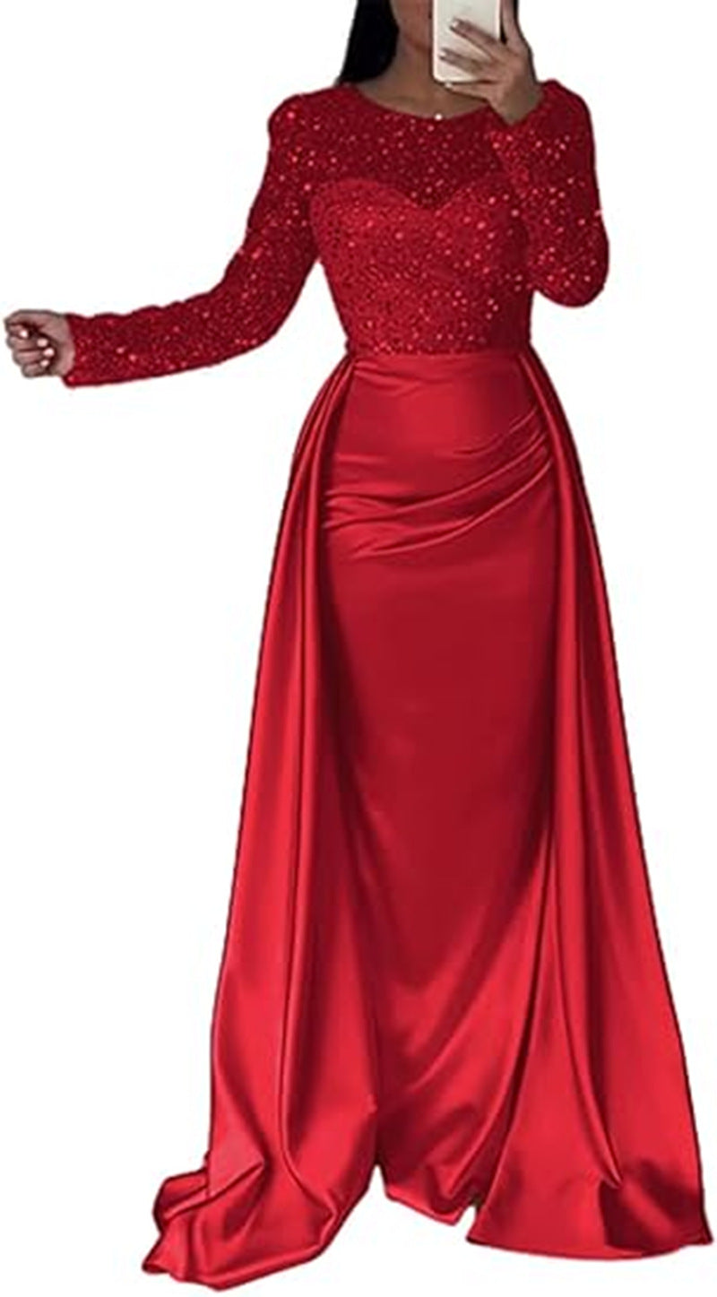 Damen Elegantes Abendkleid mit Glitzerdetails und fließendem Stoff Echoarchiv