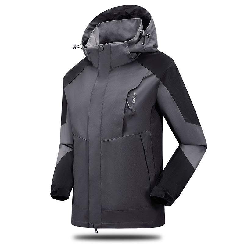 Herren Wasser- und winddichte Softshell‑Outdoorjacke mit verstellbarer Kapuze und Reißverschlusstaschen Echoarchiv