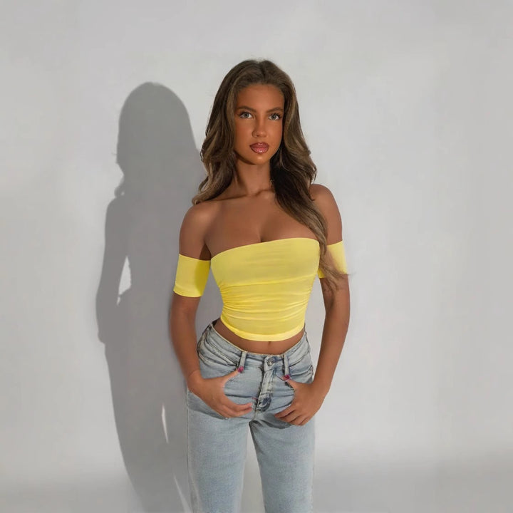 Damen Off-Shoulder Top mit figurformendem Schnitt Echo Archiv