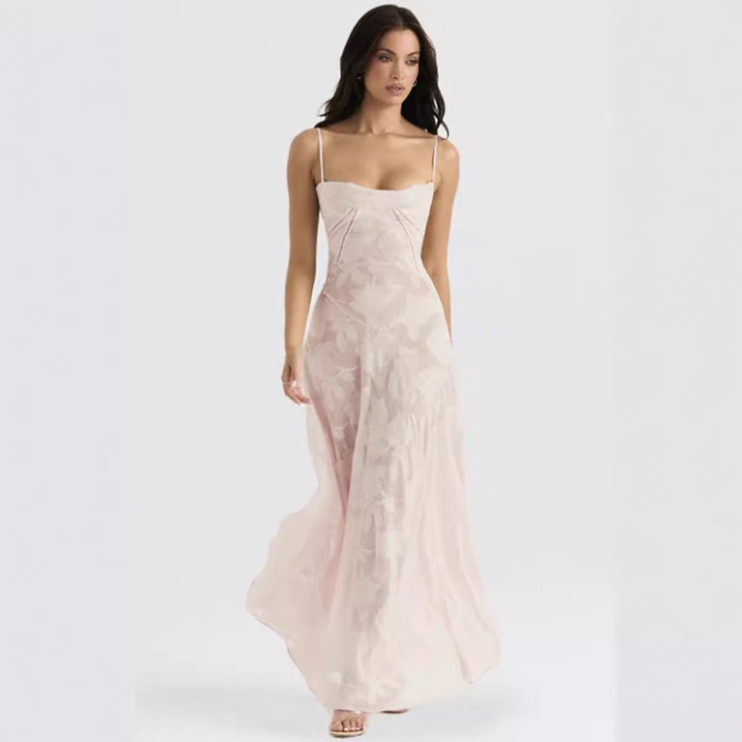Damen nan fließendes Maxikleid mit Korsage-Oberteil und Spaghettiträgern Echo Archiv
