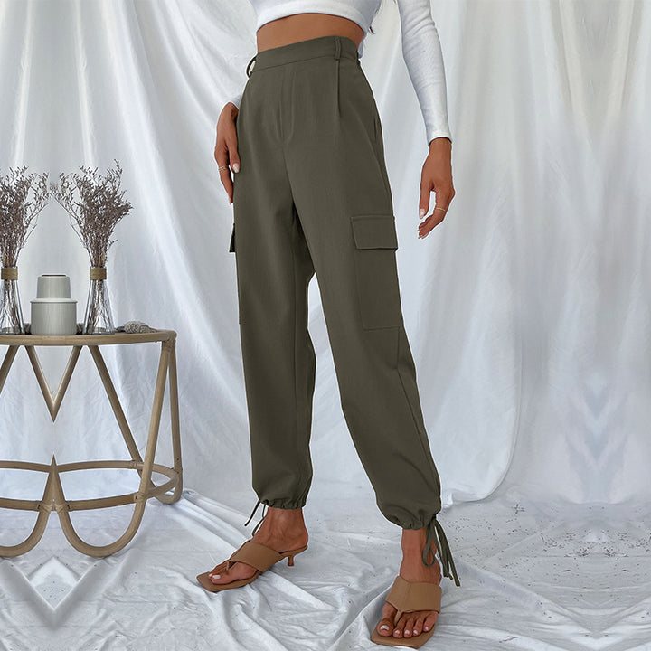 Damen High-Waist Cargo-Joggerhose mit Pattentaschen und Saum-Tunnelzug Echoarchiv