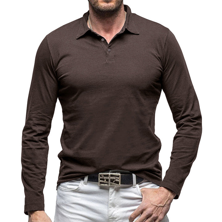 Herren Langarm-Polohemd mit modischem Kragen und hochwertiger Baumwolle Echoarchiv