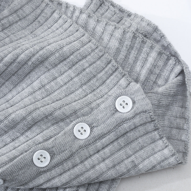 Damen Kurzärmeliger gerippter Knopfcardigan aus Feinstrick Echo Archiv