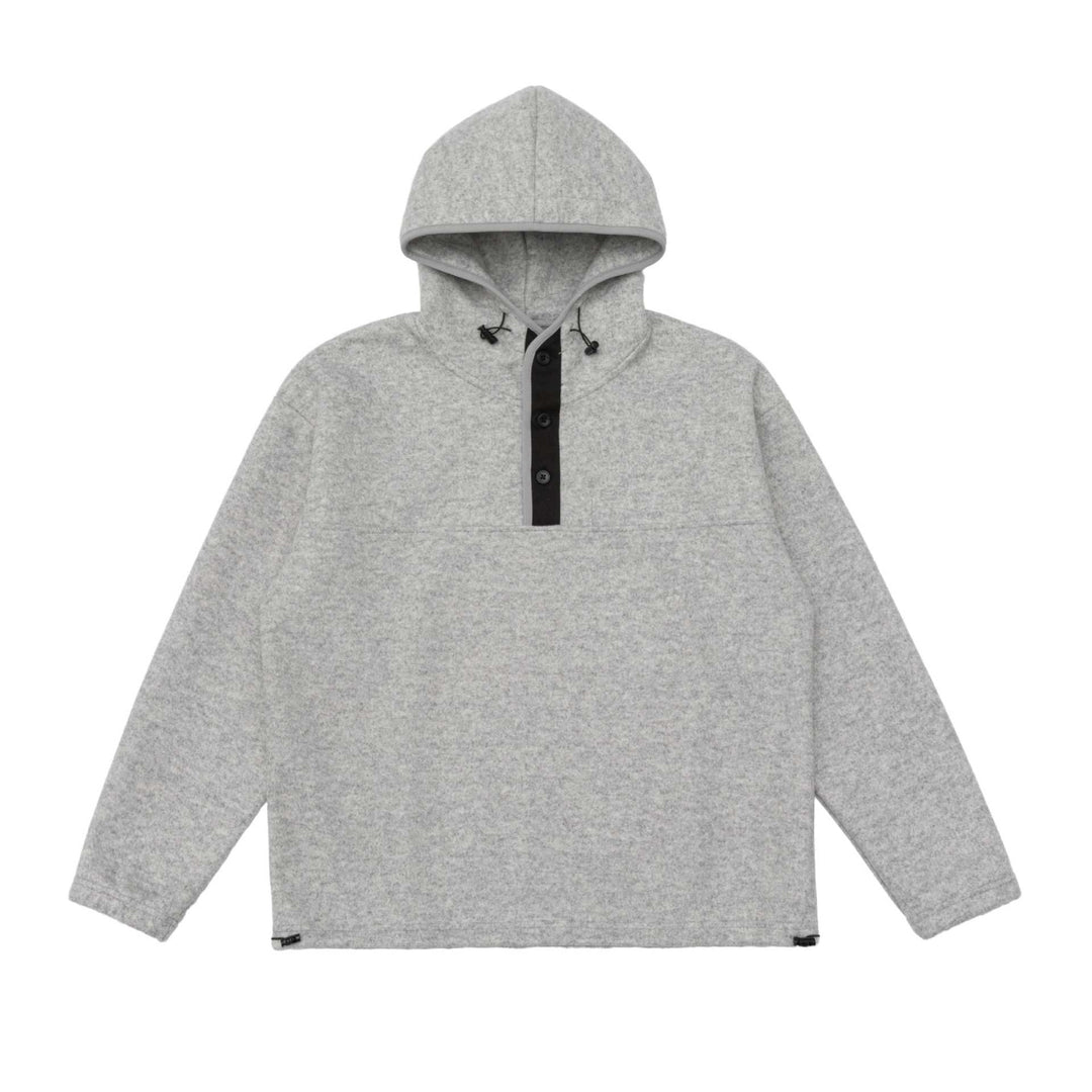 Unisex Oversize Fleece-Halbzip Hoodie mit Knopfleiste, Kordelzug und Kängurutasche Echoarchiv