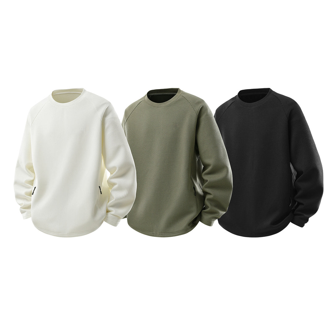 Herren Waffelstruktur-Thermo-Sweatshirt mit Raglanärmeln und Reißverschlusstaschen Echo Archiv