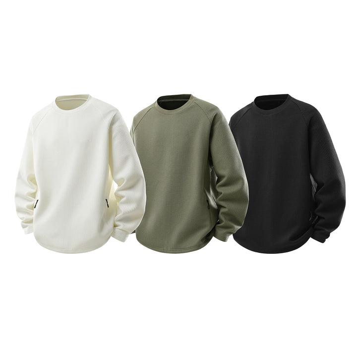 Herren Waffelstruktur-Thermo-Sweatshirt mit Raglanärmeln und Reißverschlusstaschen Echo Archiv