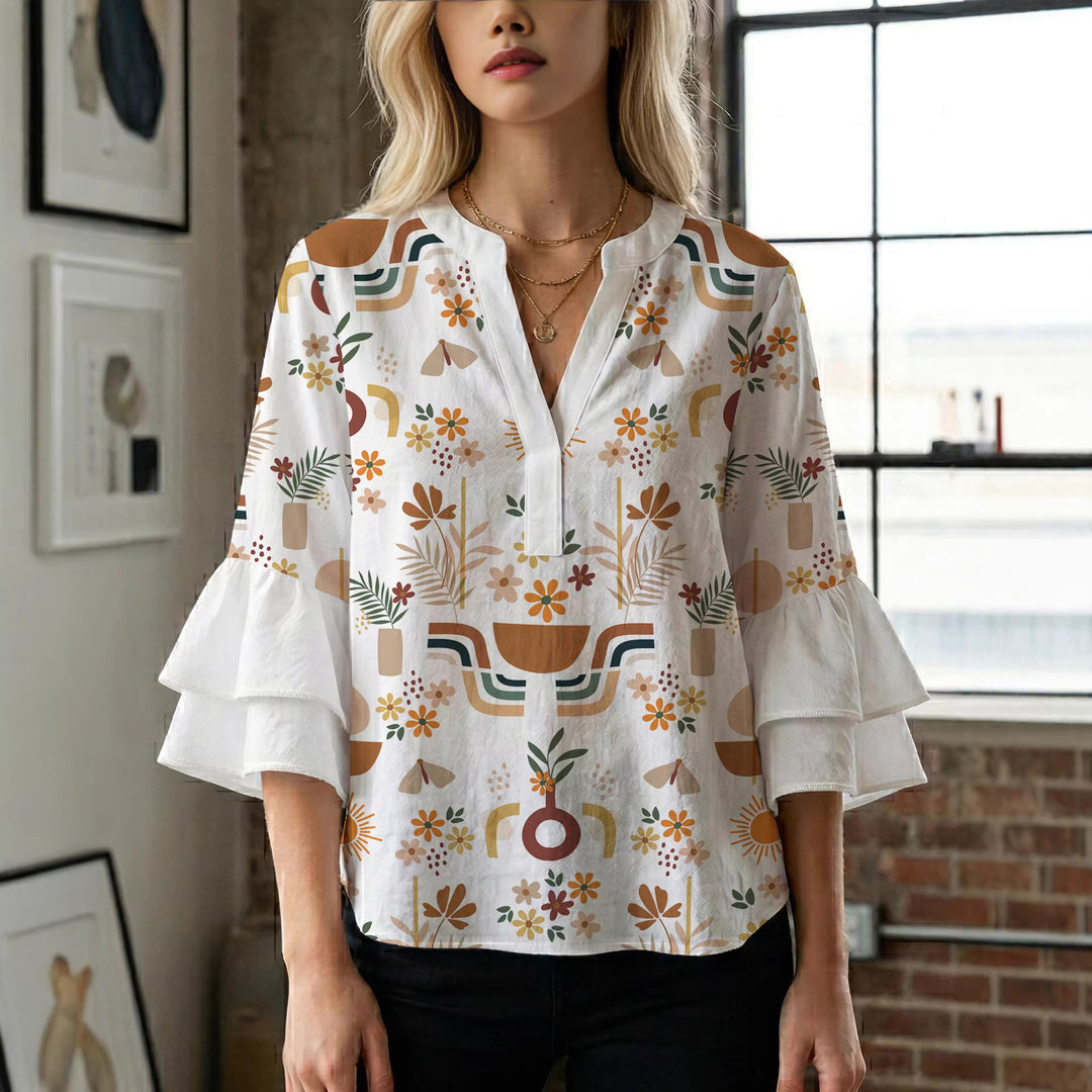 Damen Bluse mit Rüschendetails und auffälligem Animal-Print Echo Archiv