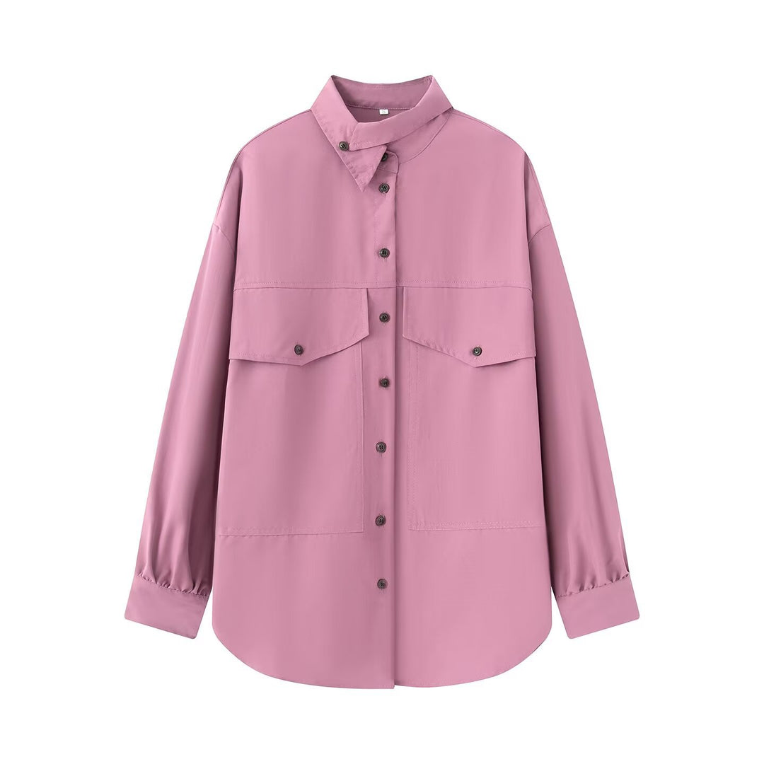 Damen Oversize-Hemdbluse mit großen Pattentaschen und verlängertem Saum Echo Archiv