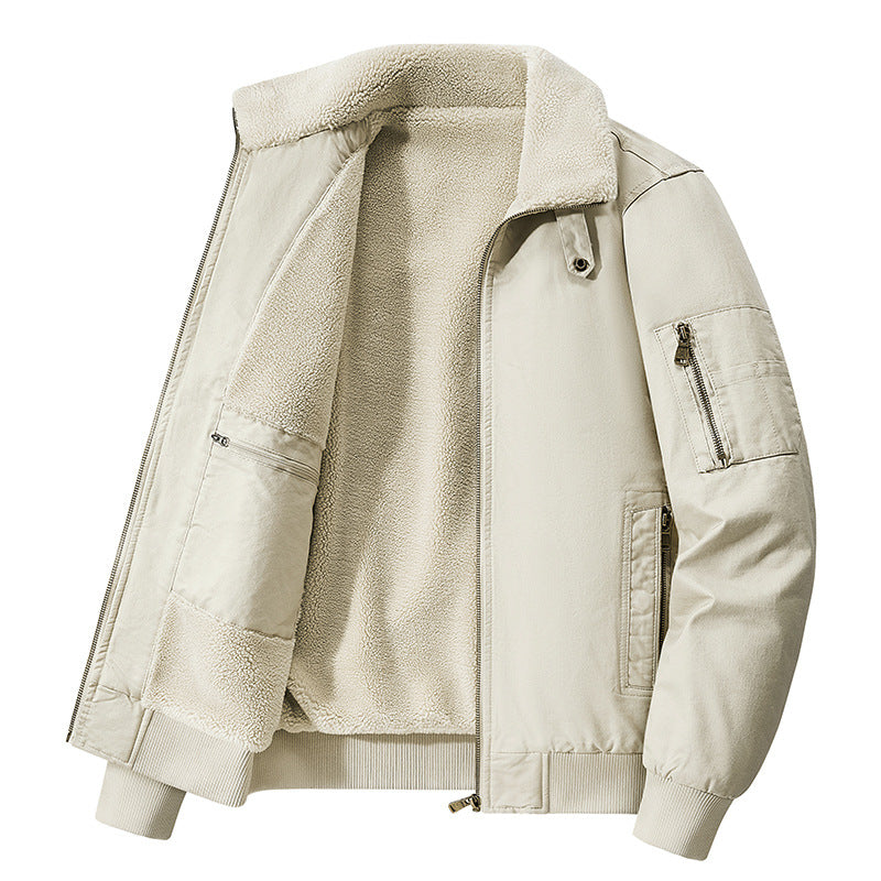 Men's thermal sherpa-lined utility bomber jacket with inner zip stash pocket – Brevano