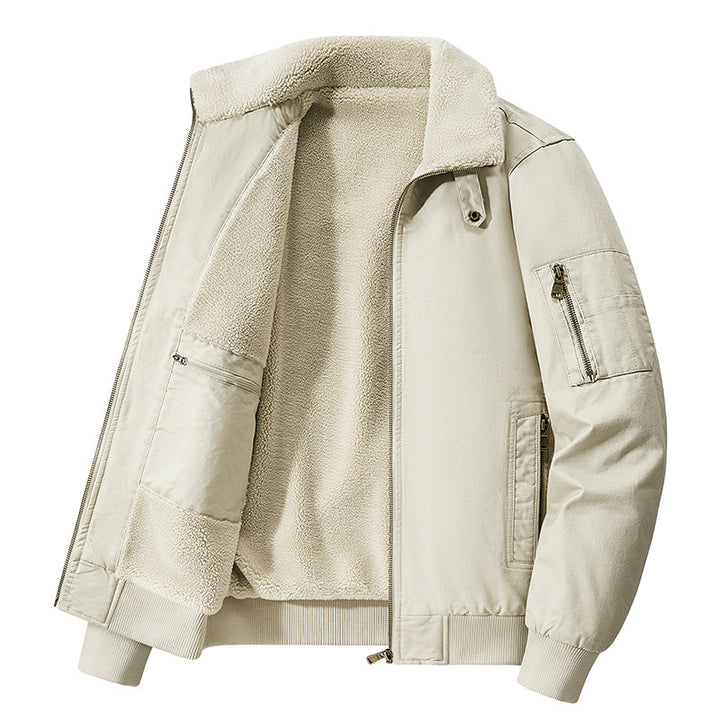 Men's thermal sherpa-lined utility bomber jacket with inner zip stash pocket – Brevano