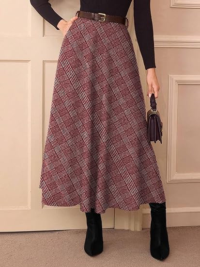 Damen Eleganter Maxi-Rock mit Karomuster Echo Archiv