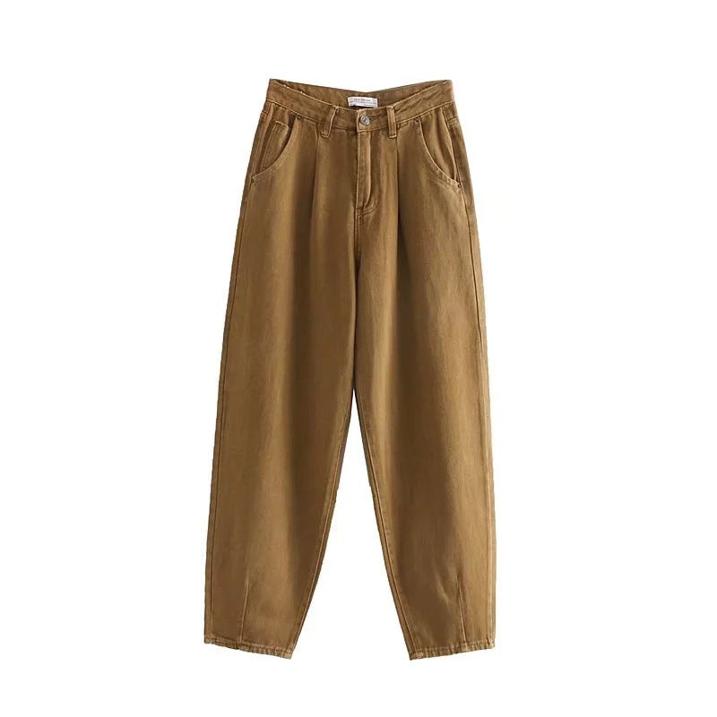 Damen Hochtaillierte Tapered‑Hose mit vorn gelegten Bundfalten und legerer Passform Echo Archiv