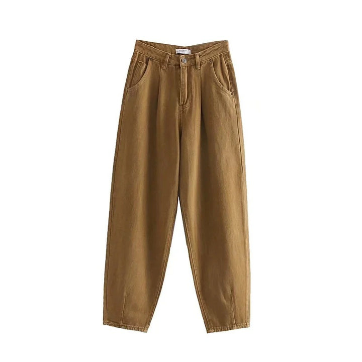 Damen Hochtaillierte Tapered‑Hose mit vorn gelegten Bundfalten und legerer Passform Echo Archiv