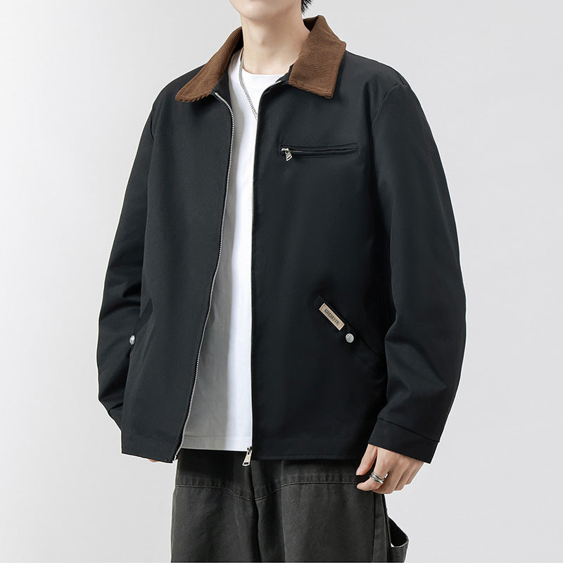 Herren Modische Übergangsjacke mit Cordkragen – Taviero