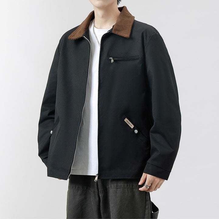 Herren Modische Übergangsjacke mit Cordkragen – Taviero