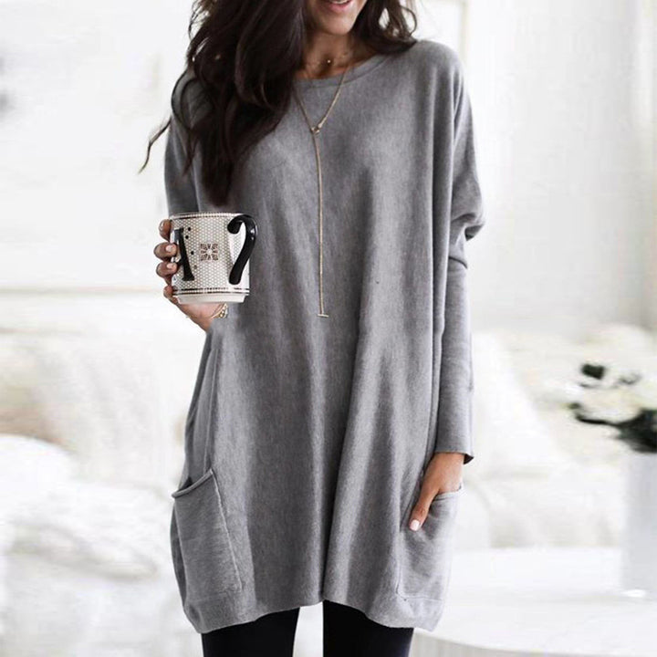 Damen nan oversized Longshirt mit Kontrastblock und aufgesetzten Taschen Echo Archiv