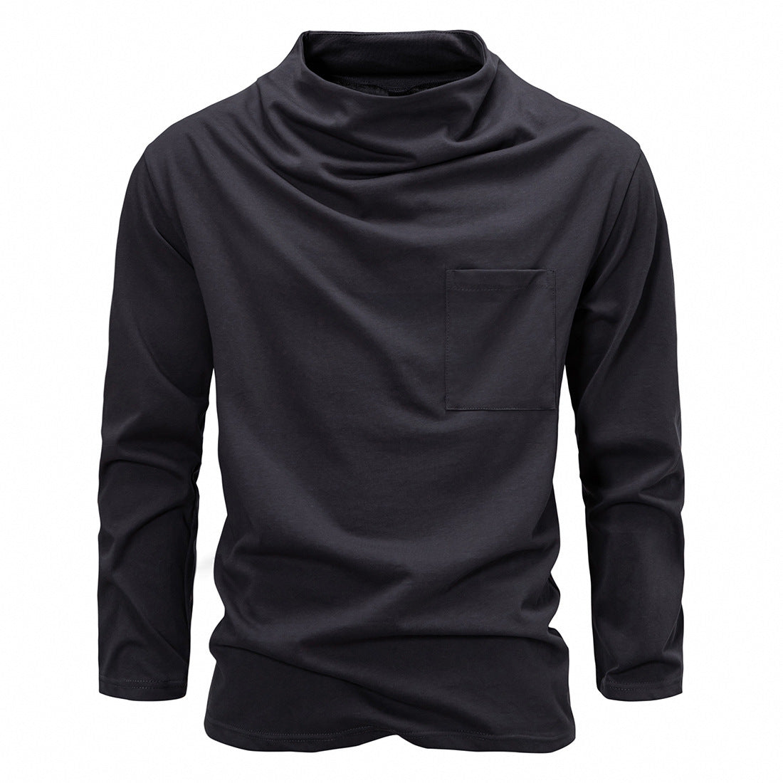 Herren Langarmshirt mit Wasserfallkragen und Brusttasche Echo Archiv