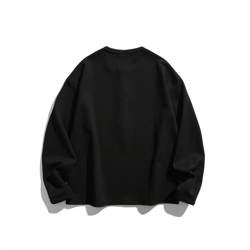 Unisex Waffelstruktur-Henleyshirt mit Knopfleiste und Oversize-Schnitt Echo Archiv