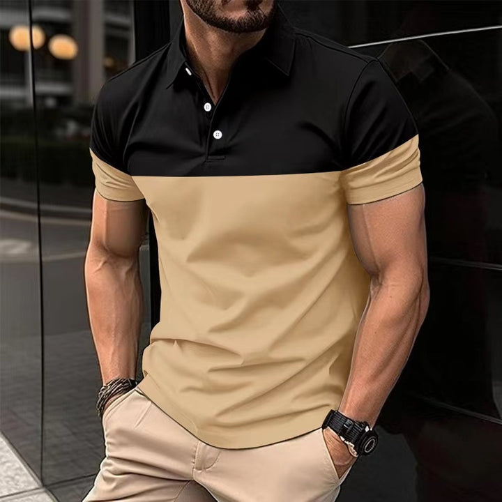 Herren Polo-Shirt mit moderner Farbblockgestaltung Echoarchiv