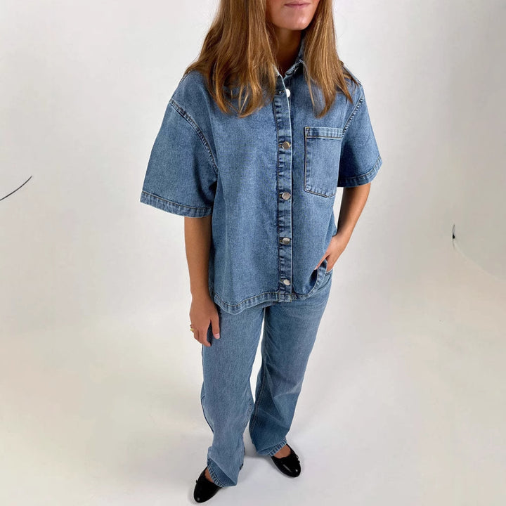 Damen Denim-Hemdjacke im lässigen Oversized-Schnitt Echo Archiv