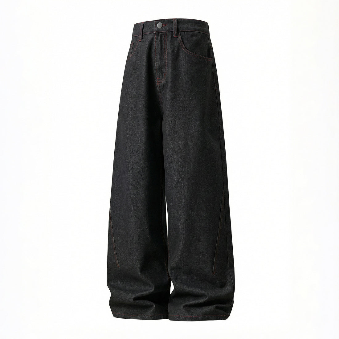 Damen Weite High-Waist Denim-Palazzohose mit tiefem Schritt und Kontrastnähten Echo Archiv