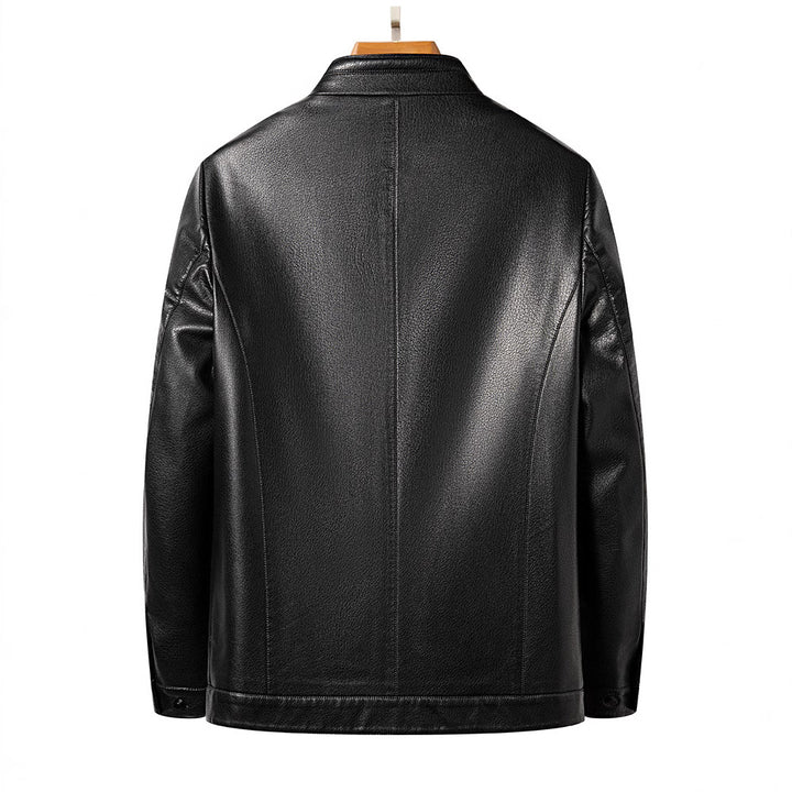 Herren lässige Kunstlederjacke mit modernem Stehkragen und eleganten Details Echoarchiv
