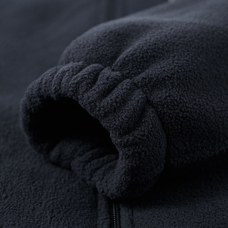Herren Hochflor-Fleecejacke mit Sherpa-Innenfutter, Stehkragen und verdeckten Reißverschlusstaschen – Taviero