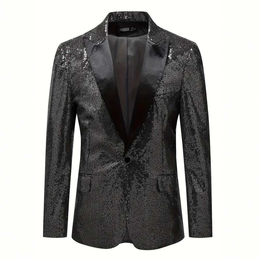 Herren festlicher Paillettenblazer mit schwarzem Revers Echoarchiv