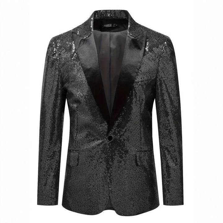 Herren festlicher Paillettenblazer mit schwarzem Revers Echoarchiv