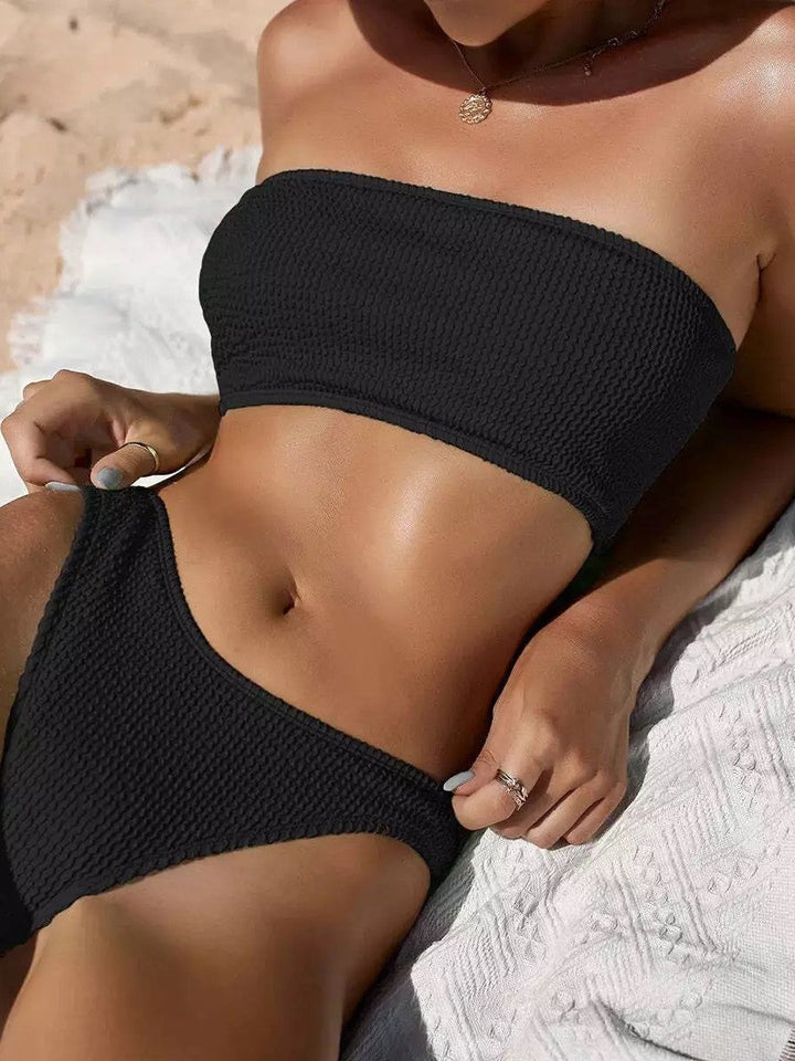 Damen High-Waist Bikini-Set mit modischem Rippstrick Echoarchiv