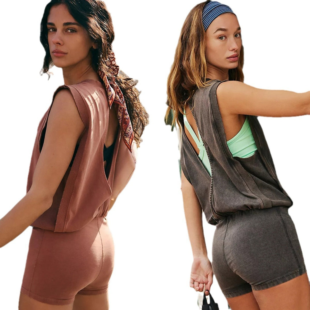 Damen sportlicher Jumpsuit mit elastischem Bund und ärmellosem Design Echo Archiv