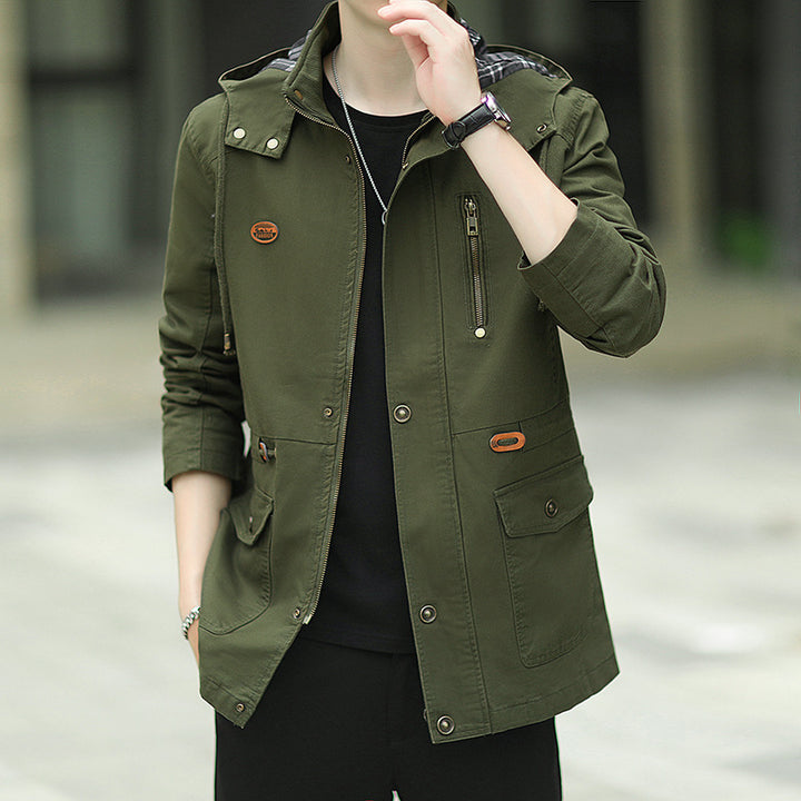 Herren Kapuzen-Canvas-Parka im Urbanen Utility-Design Echoarchiv