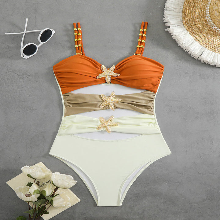 Damen Einteiler Badeanzug mit elegantem Cut-Out und modischen Trägerschlaufen Echo Archiv