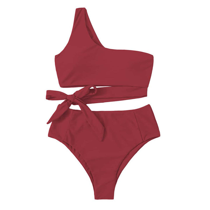 Damen Einseitiger Bikini-Set mit innovativem Wickel-Design und hohem Taillenschnitt Echo Archiv