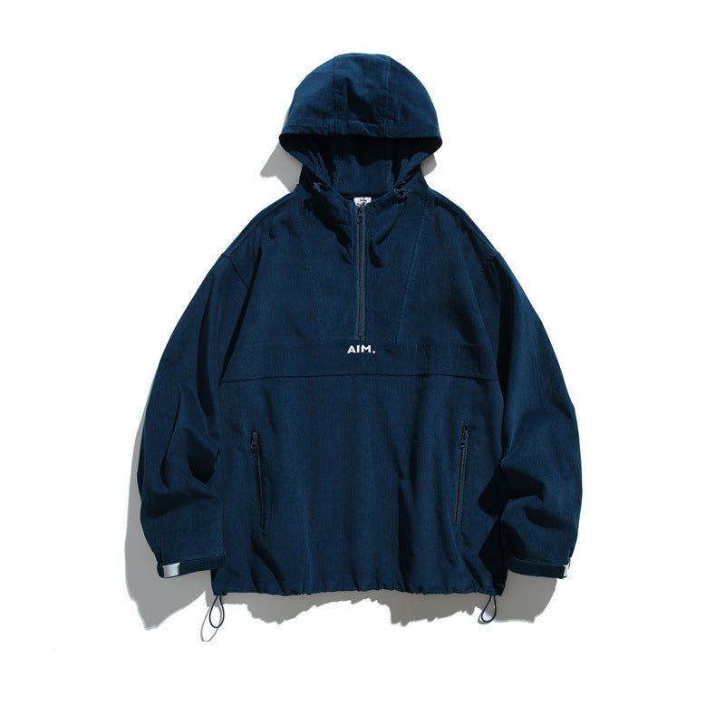 Unisex Oversize Kapuzen-Anorak mit Halbzip, Tunnelzug und Reißverschlusstaschen Echoarchiv