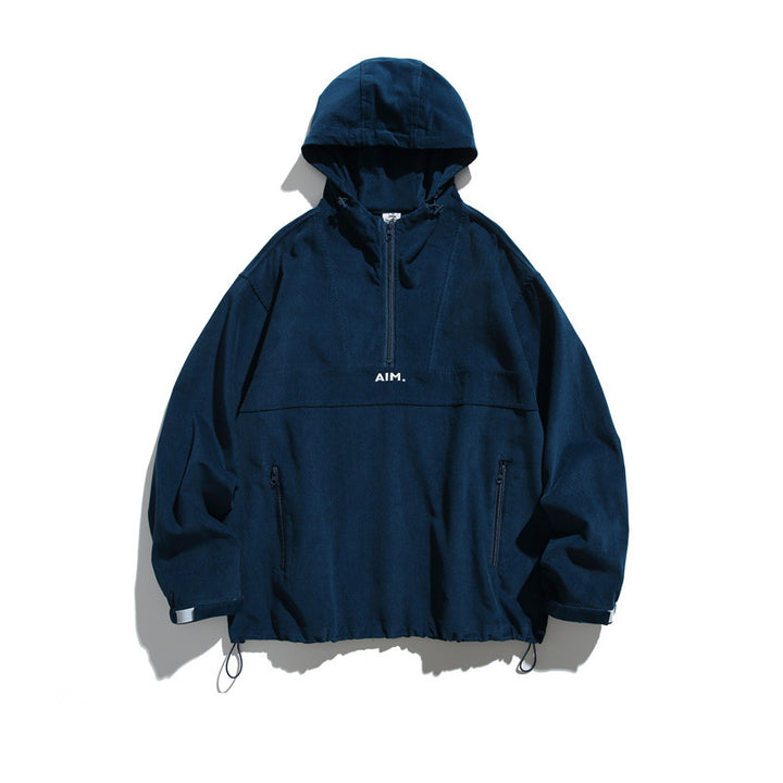 Unisex Oversize Kapuzen-Anorak mit Halbzip, Tunnelzug und Reißverschlusstaschen Echoarchiv