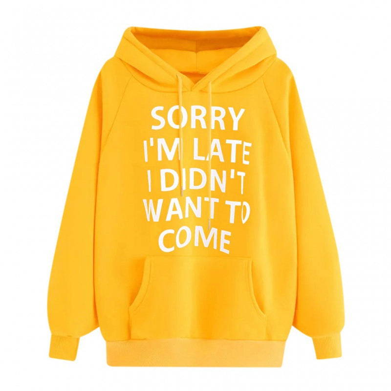 Damen Lockere Kapuzenpullover mit Statement-Print, Kängurutasche und Raglanärmeln – Auréline